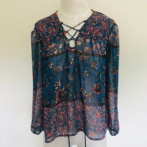 Everly Cross-Neck Fairycore Sheer Blouse XS